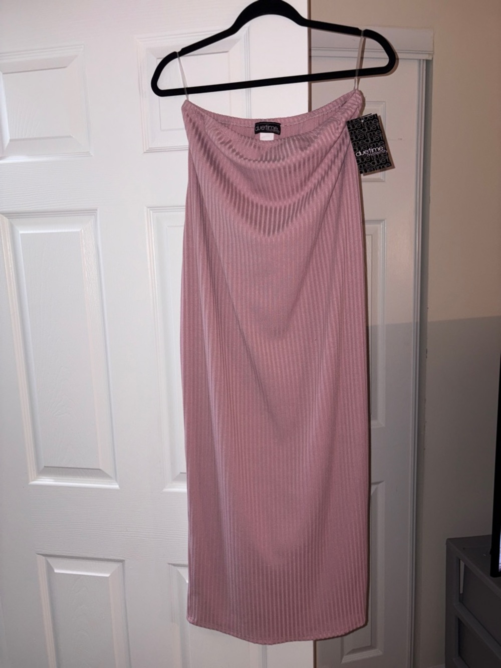 Due Time Ribbed Tube Dress - Dusty Rose